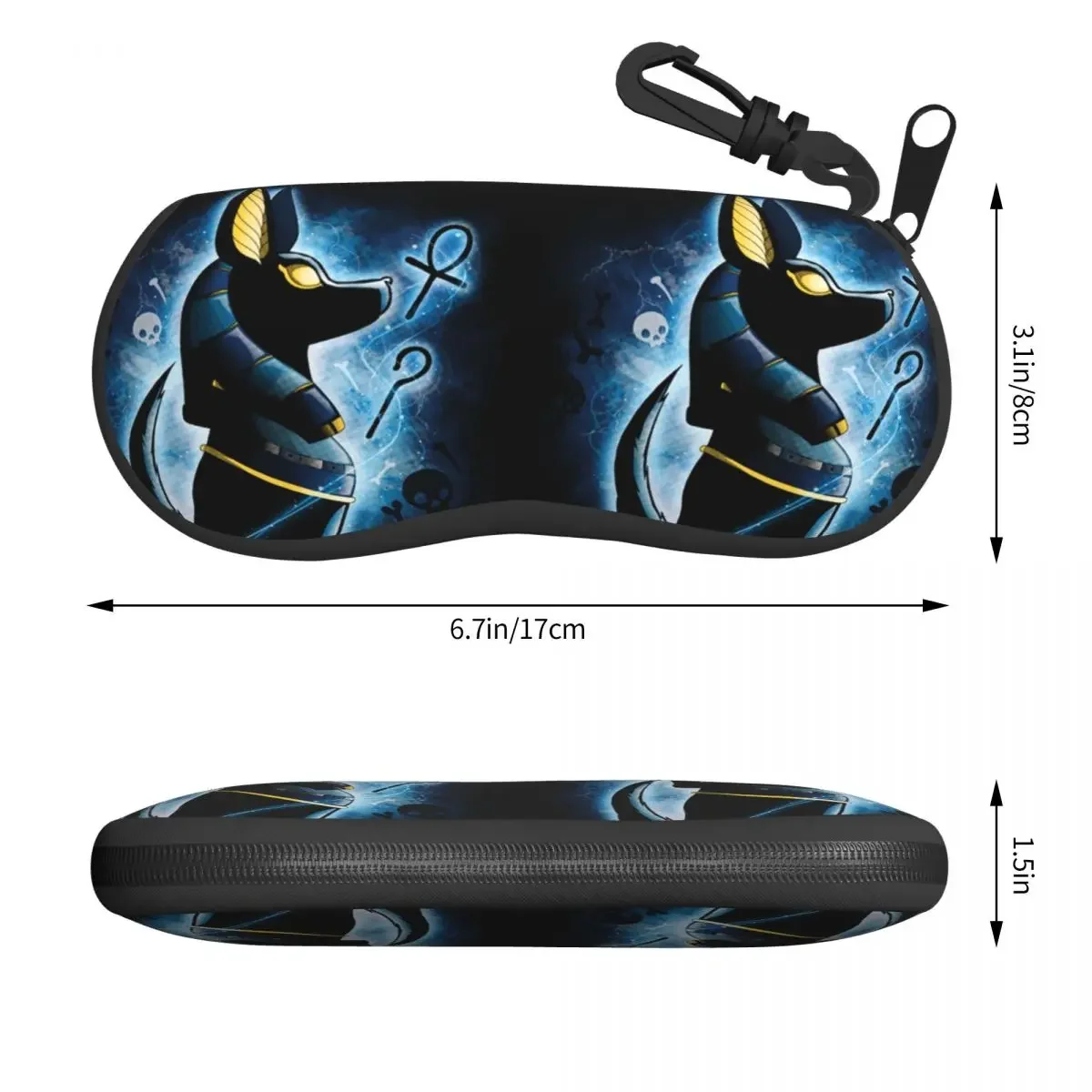 Ancient Egyptian Anubis Sunglasses Soft Case Neoprene Zipper Hieroglyphics Shell Eyeglass Case Custom Protective Box For Glasses