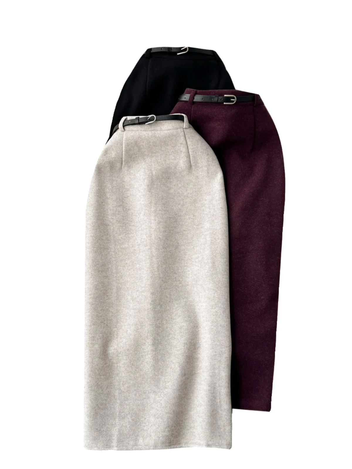 تنورة صوفية عالية الخصر بقصة مستقيمة وفتحة مغرية ومتعددة الاستخدامات من ألياف البوليستر للتنقل الكوري ملابس يومية بقصة ضيقة