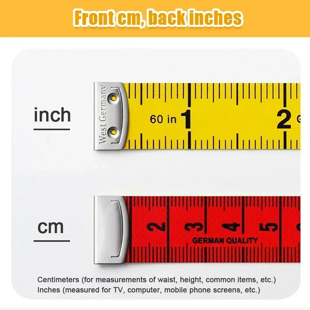 1.5M/60in Soft Tape Measure Tailor\'s Tape with Snap Fasteners Body Measuring Double-sided Ruler For Needlework Sewing Tool