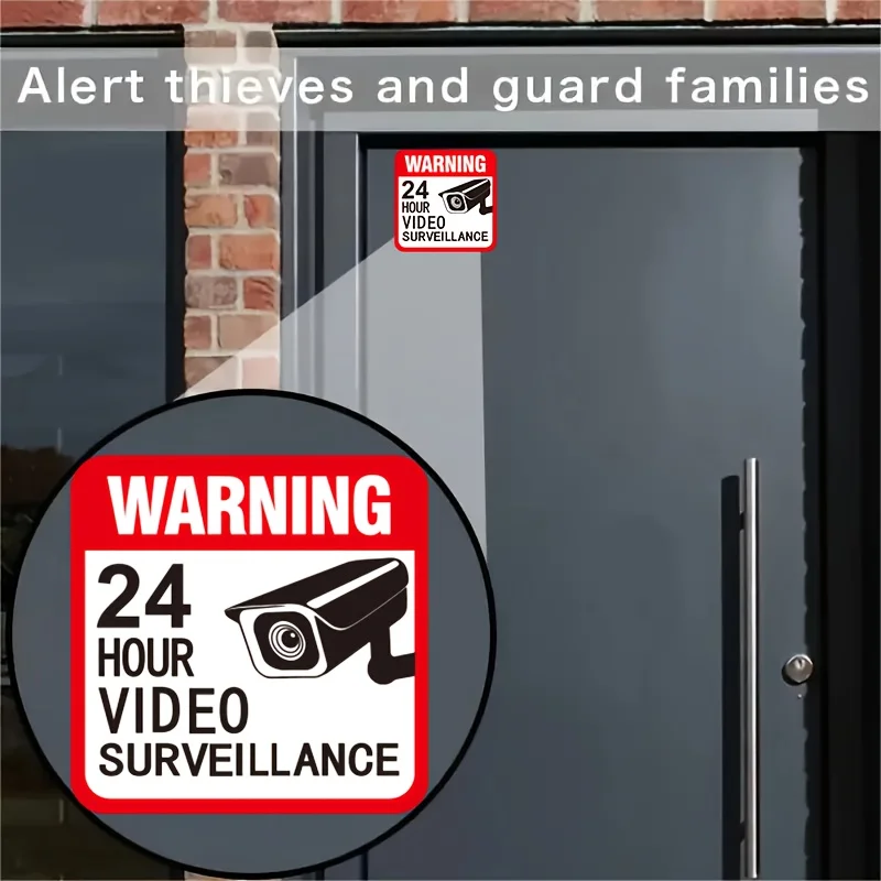 Security Warning Stickers 5/10pcs for Door Window, Alarm Decals Surveillance Sign for Home Shop Store Theft Deterrent