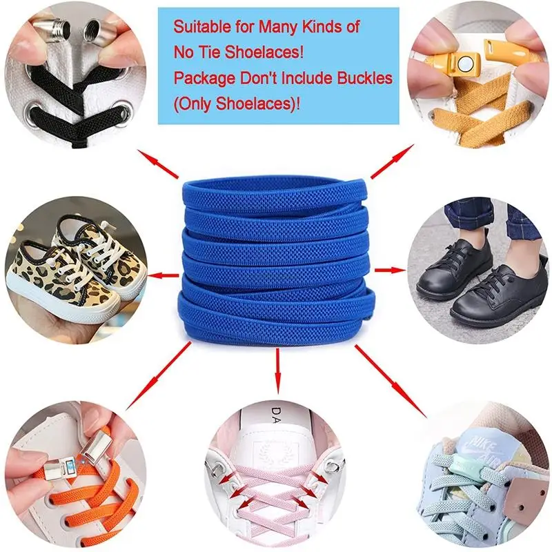 Classic No tie Shoelaces Elastic Laces Sneakers 7mm Width Flats Shoelace Kids Adults Rubber Shoe laces Tennis Shoes Accesories