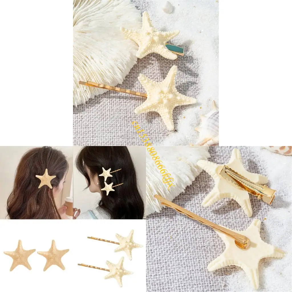 

Sea Star Hair Clip For Women Girls Fashion Resin Metal Hairpin Hair Accessories 066C
