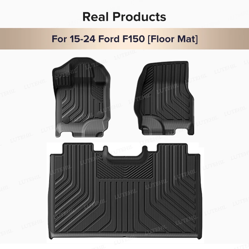 LUTEHIL For Ford F150 2015-2024 2023 2022 2021 2020 19 All-Weather TPE Floor Mat Trunk Mat Carpet Cover Auto Interior Accessorie