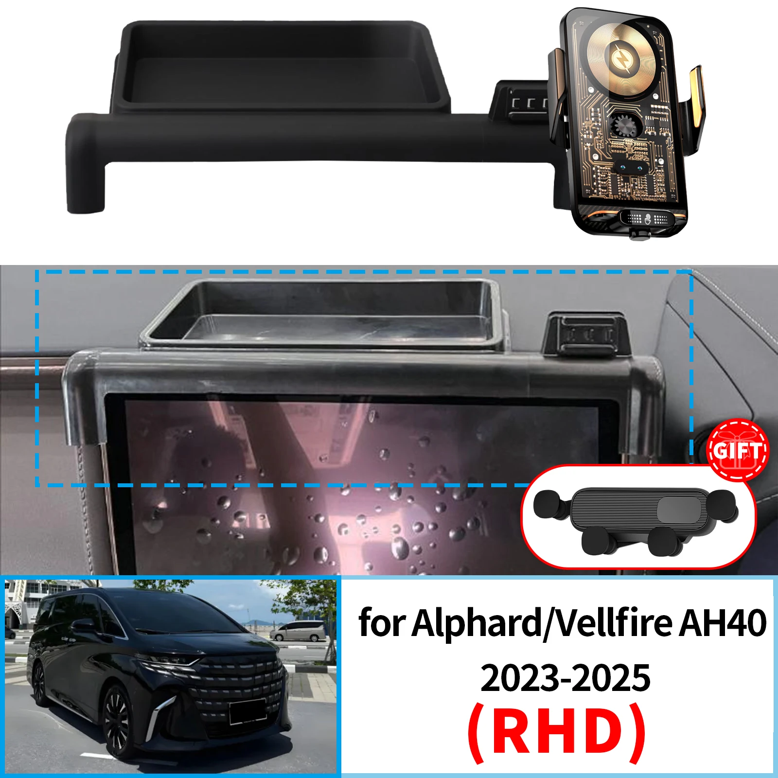 for Toyota Alphard Vellfire 40 AH40 2023 2024 2025 RHD ​​​​Navigation Bracke Screen Base Phone Holder Mount Car ​​accessoires