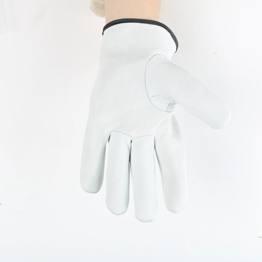 Luvas de couro Soft Work, soldador branco, resistente ao desgaste, curto, isolado, protetor