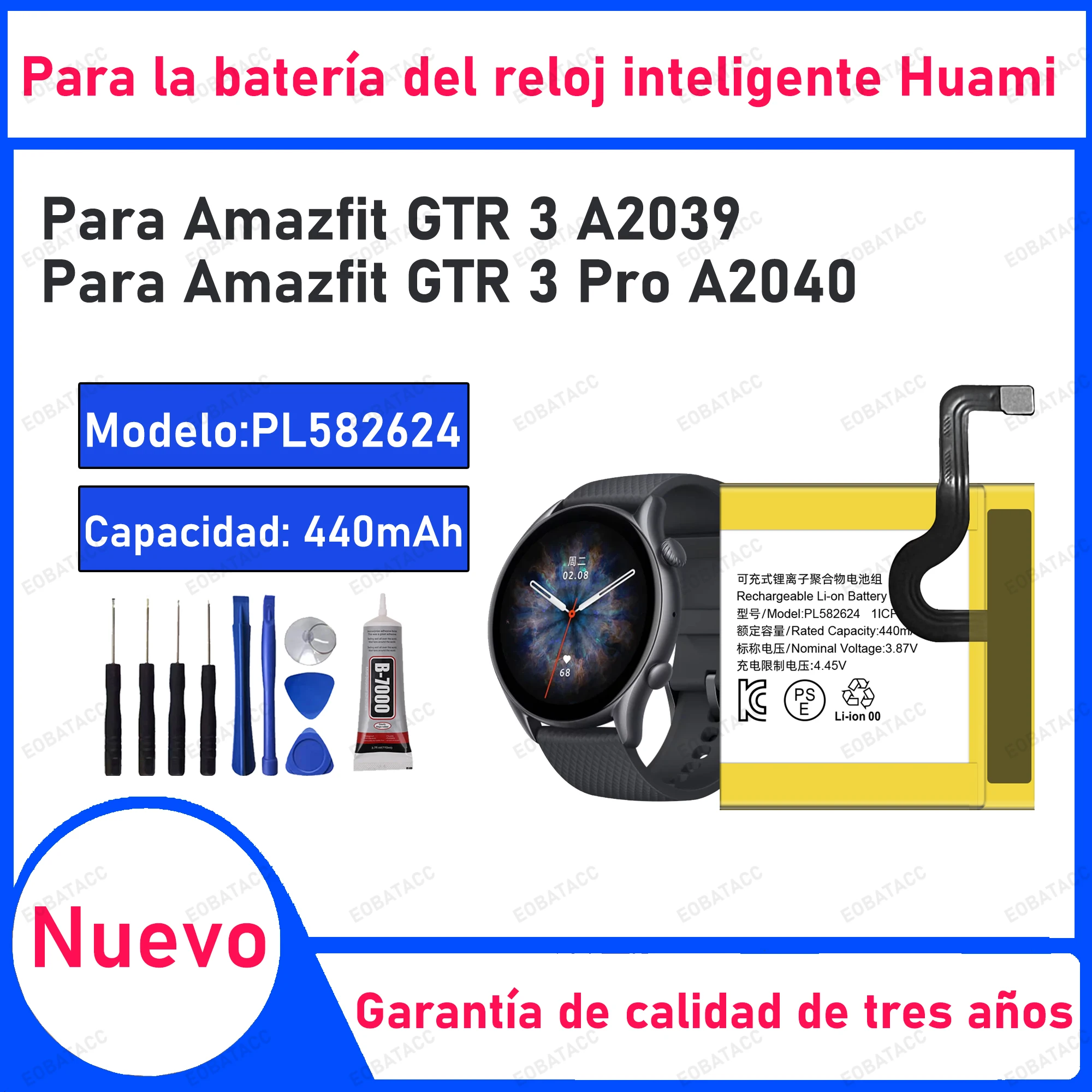 

New high Capacity original PL582624 Replacement Battery For Amazfit GTR 3 /GTR 3 Pro Batteries + Free Tools