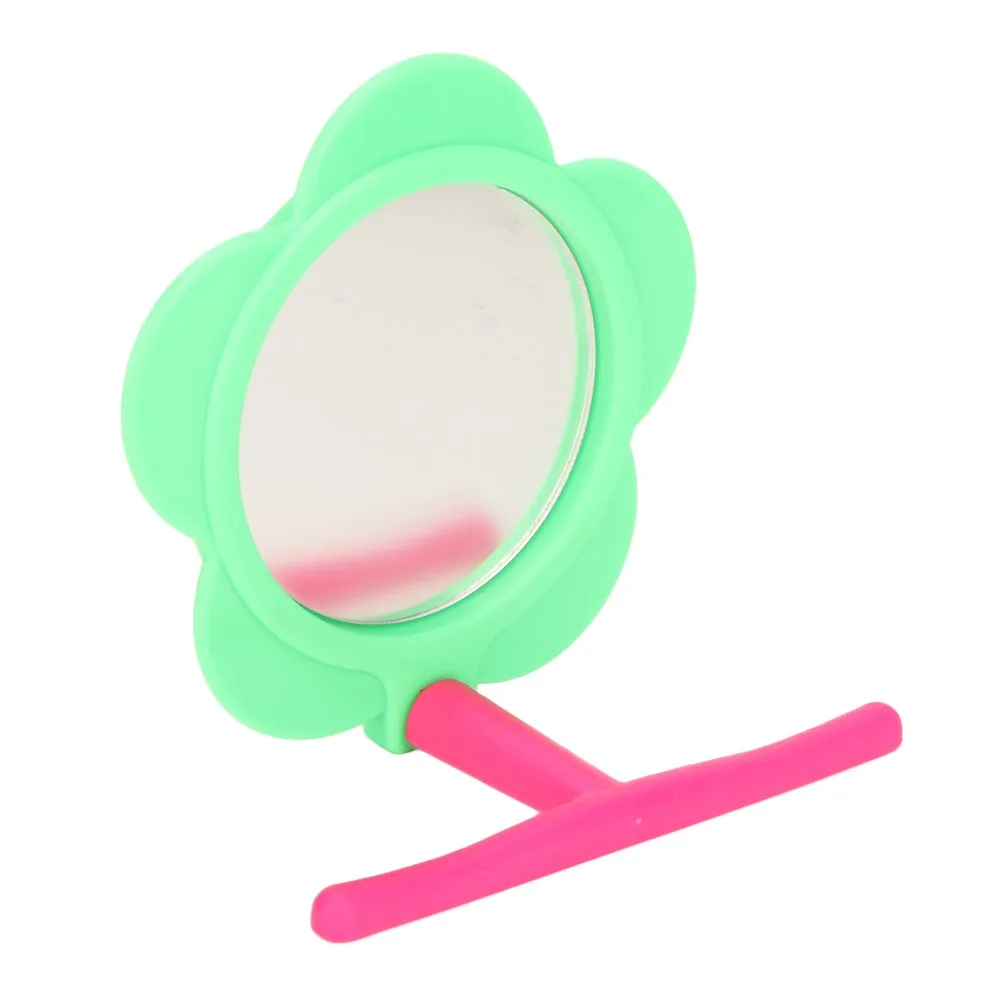 Flower Shape Bird Mirror Perch Toy Acrylic Material Plastic Material Parrot Mirror Stand Toy Colorful Design Standing Structure