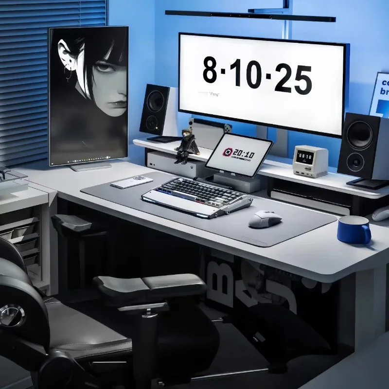 Walnut Wood Computer Desks Laptop Riser Shelf with Storage Office Home Workspace Organizer Stylish Monitor Stand for Desk Decor