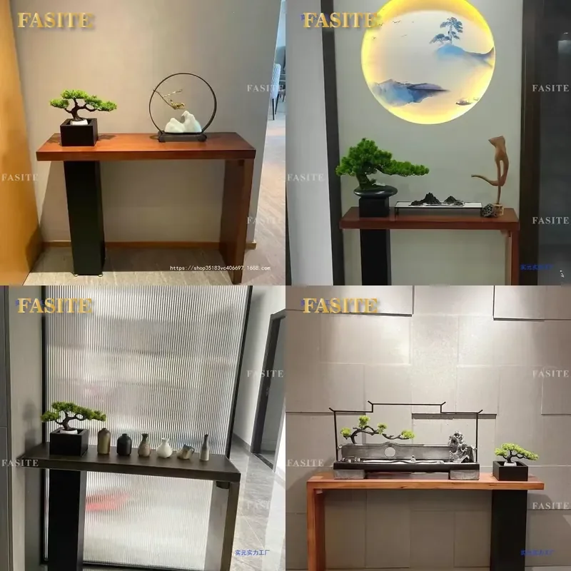 For New Chinese Style Solid Wood Entrance Table Living Room Zen Console Cabinet Narrow Long End View Table Against Wall