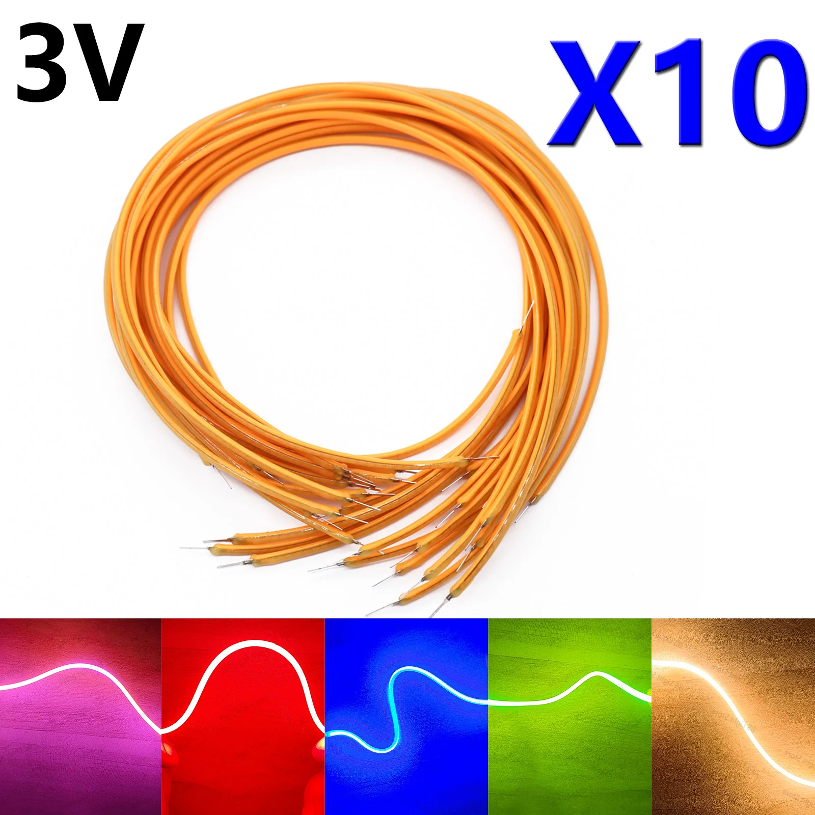 10Pcs 300mm Pink LED COB Flexible Filament 3V 40mm 145mm 185mm Retro Edison Bulb Lamp Parts LED Diode Lighting Strip Decoration