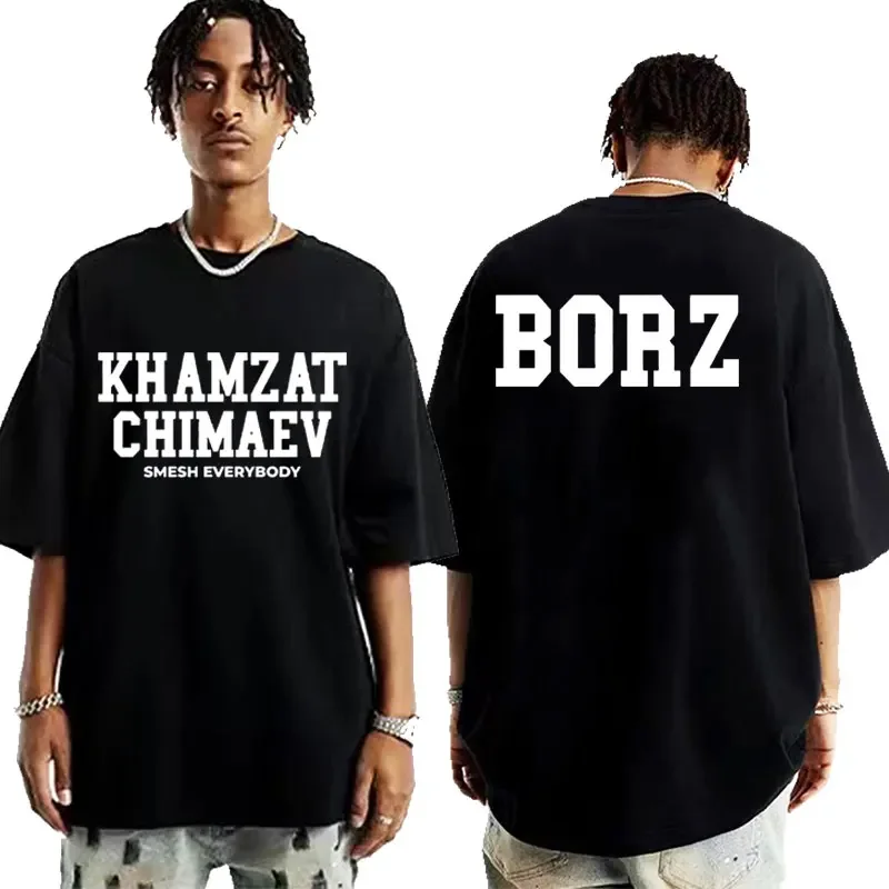 Khamzat Chimaev Logo Print Graphic T-shirt for Men Women Fashion Hip Hop Oversized T Shirts Male Retro Short Sleeve T Shirt Tops