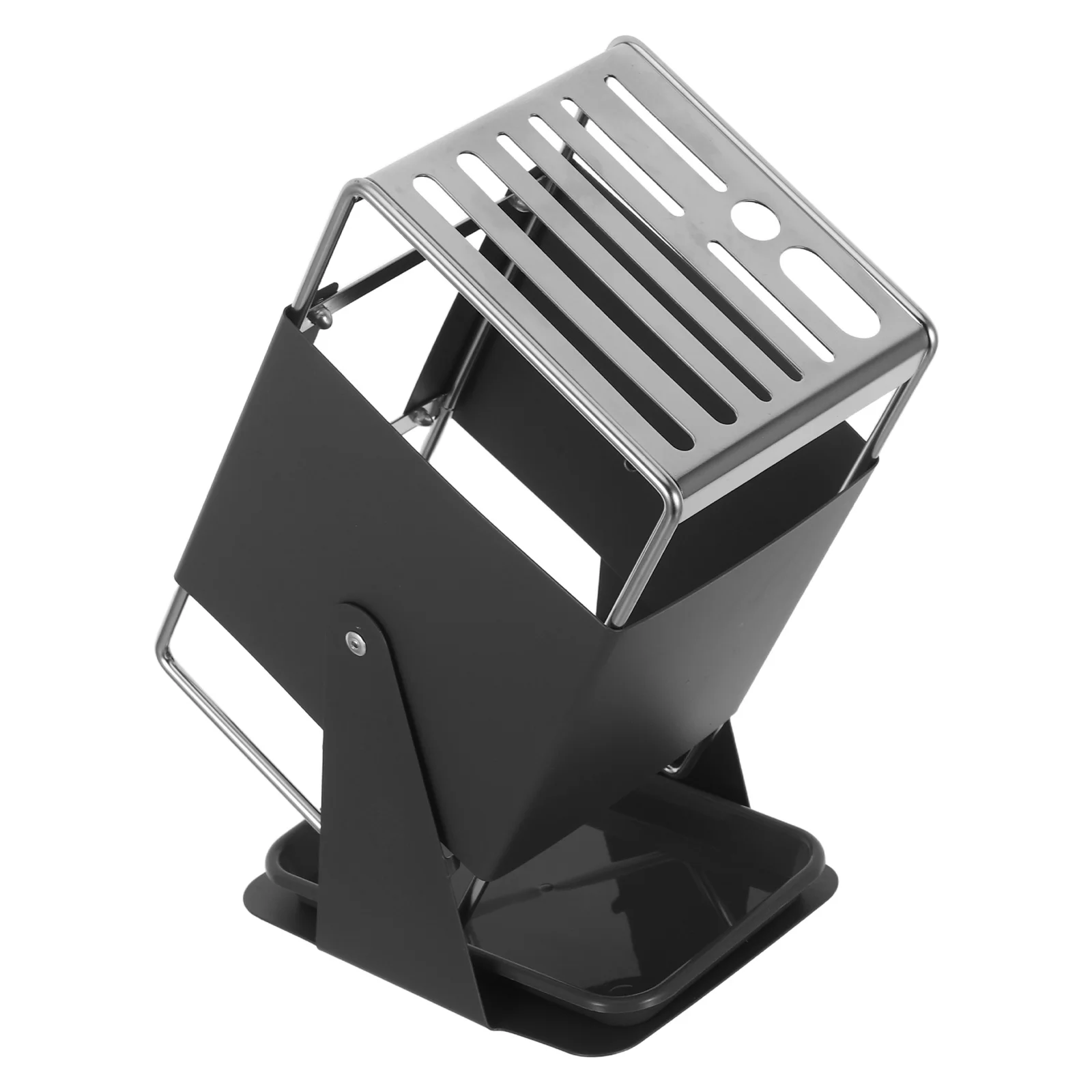 

360° Rotating Stainless Steel Knife Rack Scissor Slot Sharpening Rod Holder Countertop Kitchen Storage Organizer Universal Knife