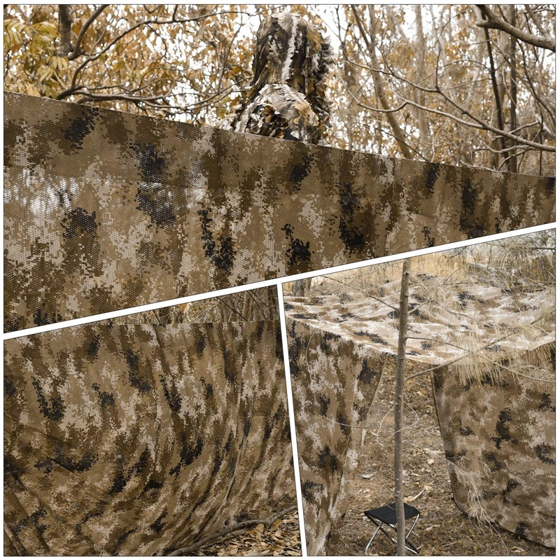 Welead 75D Camo Burlap Thin Hole Camouflage Net Hunting Jungle Mesh Fabric Hide Garden Shade Outdoor Awning Car Covers