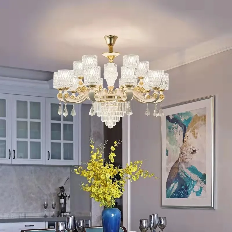 

Light Luxury Crystal Glass Chandelier New Living Room Dining Rooms Lamp Simple Modern Bedroom Atmosphere Home Villa Lighting