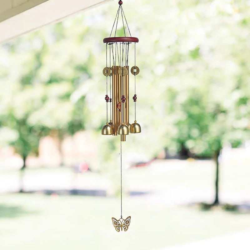 Große Windspielrohre, Glocken, Metallkirchenglocke, für den Außenbereich, Garten, Haus, Gartendekoration, hängendes Windspiel, Symbol für Glück. – Detail 9