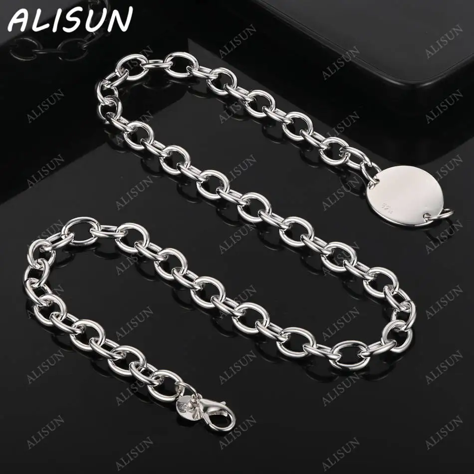 

ALISUN 925 Sterling Silver Round Necklace For Women Men Creativity Gifts Street All-match Party And Daily Wear