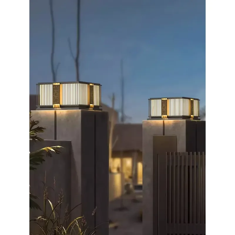 Black Solar Modern High Quality Garden LED Waterproof Pillar Light Lamp square Parking Lawn Lamp Lighting
