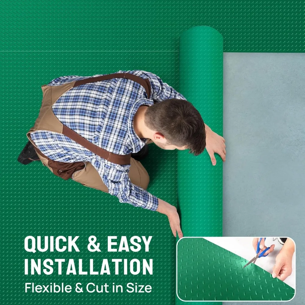 حصيرة أرضية جراج PVC سميكة من الألماس - لفة أرضية 7.5 × 20 قدمًا للسيارات ومساحات ركن السيارة #4