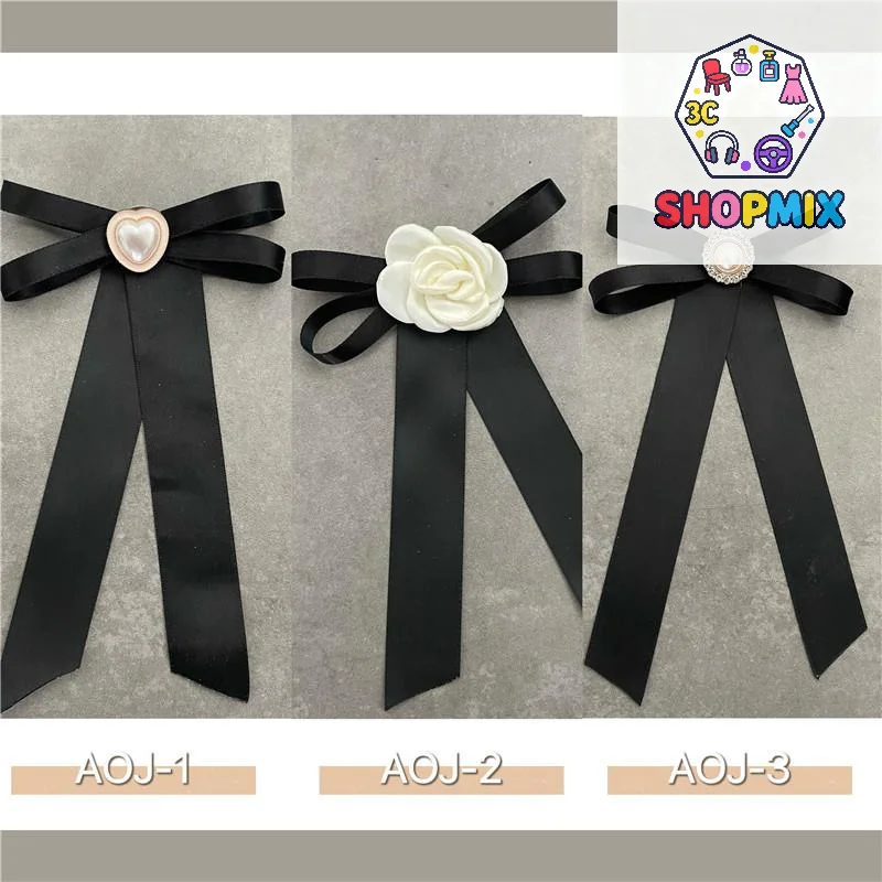 كاميليا القوس بروش أسود أبيض النسيج التعادل شارة الحداد الصدار دبوس الراقية الفرنسية حقيبة أنيقة الملابس وشاح الإكسسوارات بروش #1