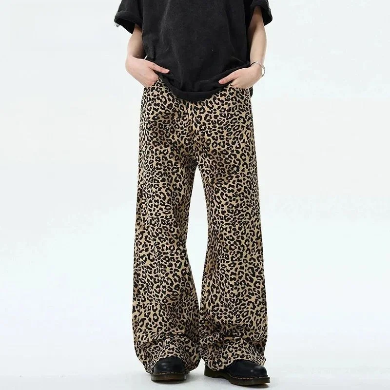IEFB Herenjeans met luipaardprint Amerikaans vintage design Cleanfit Sle Niet-zinkbaar Neutraal Polyde Stof Dstring Opening