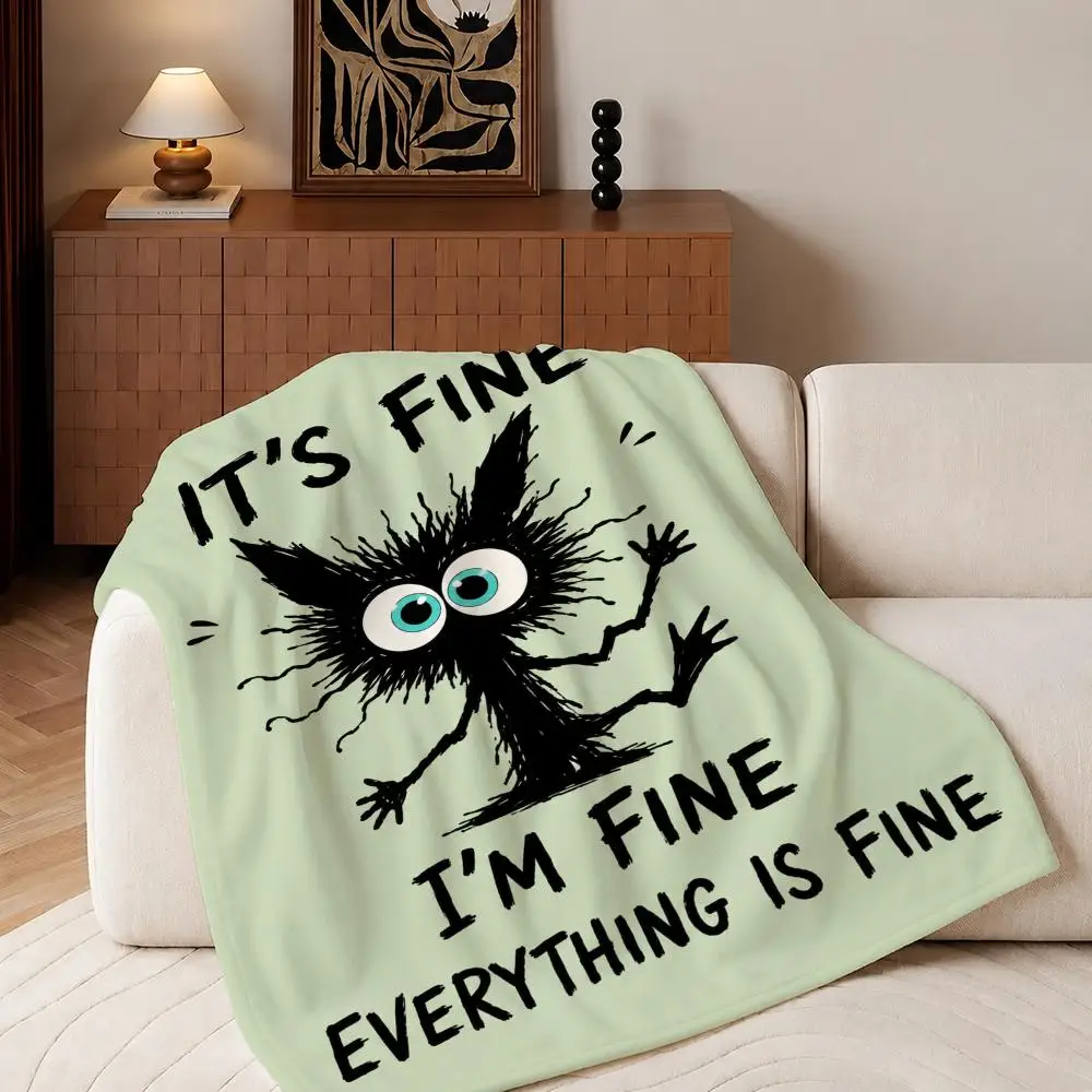 It's Fine I'm Fine Everything Is Fine Throw Plush Flannel Throw Blanket, Sofa Bed Travel Picnic Home Textile Decor
