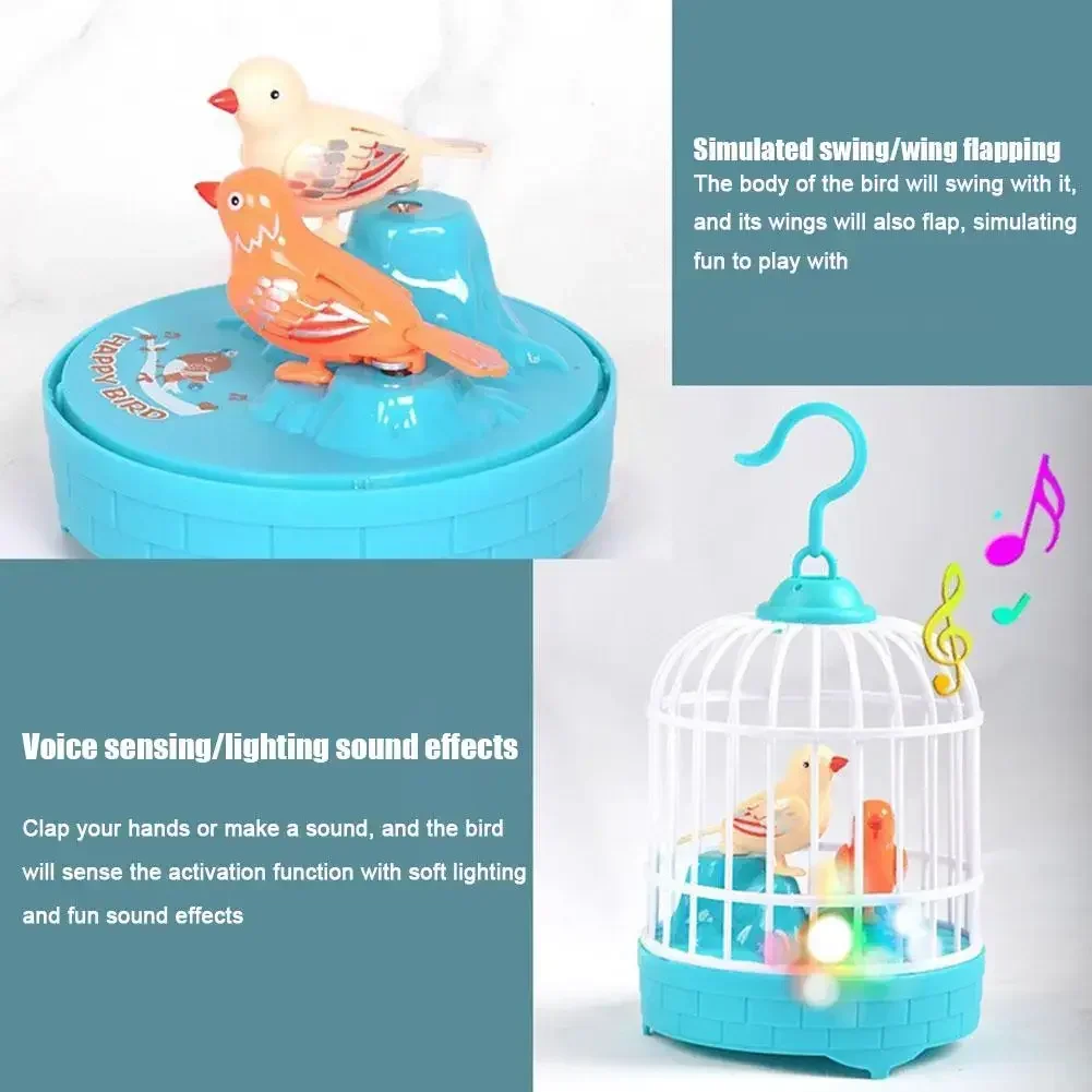 Light Music Bird Cage Cat Toy,Move Bird Toy,Christmas Goodie Bag Fillers Birds Kidcraft Playset Child Light Sensor Induction Abs