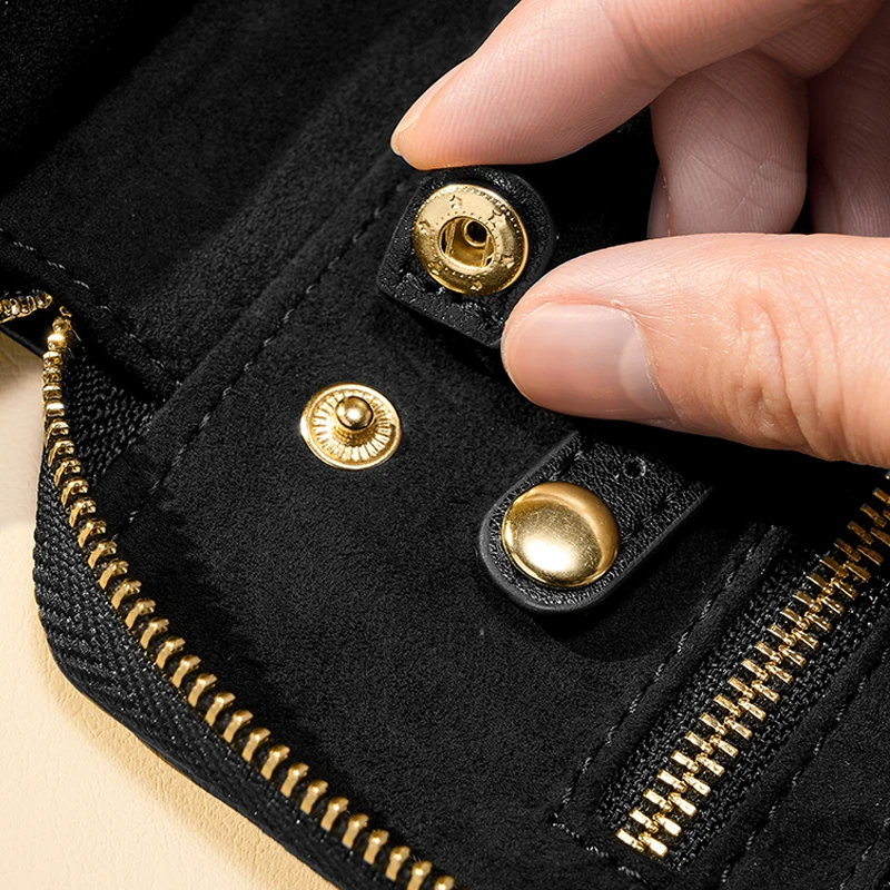 Oirlv Portable Jewelry Bag Leather Jewelry Organizer Premium Ring Earring Stud Necklace Multi-Functional Travel Organizer Bag