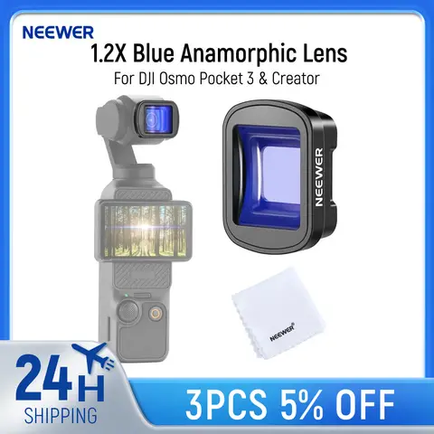 NEEWER 1.2X Blue Anamorphic Lens For DJI Osmo Pocket 3 & Creator,Magnetic HD Optical Glass Lens for Photography Video
