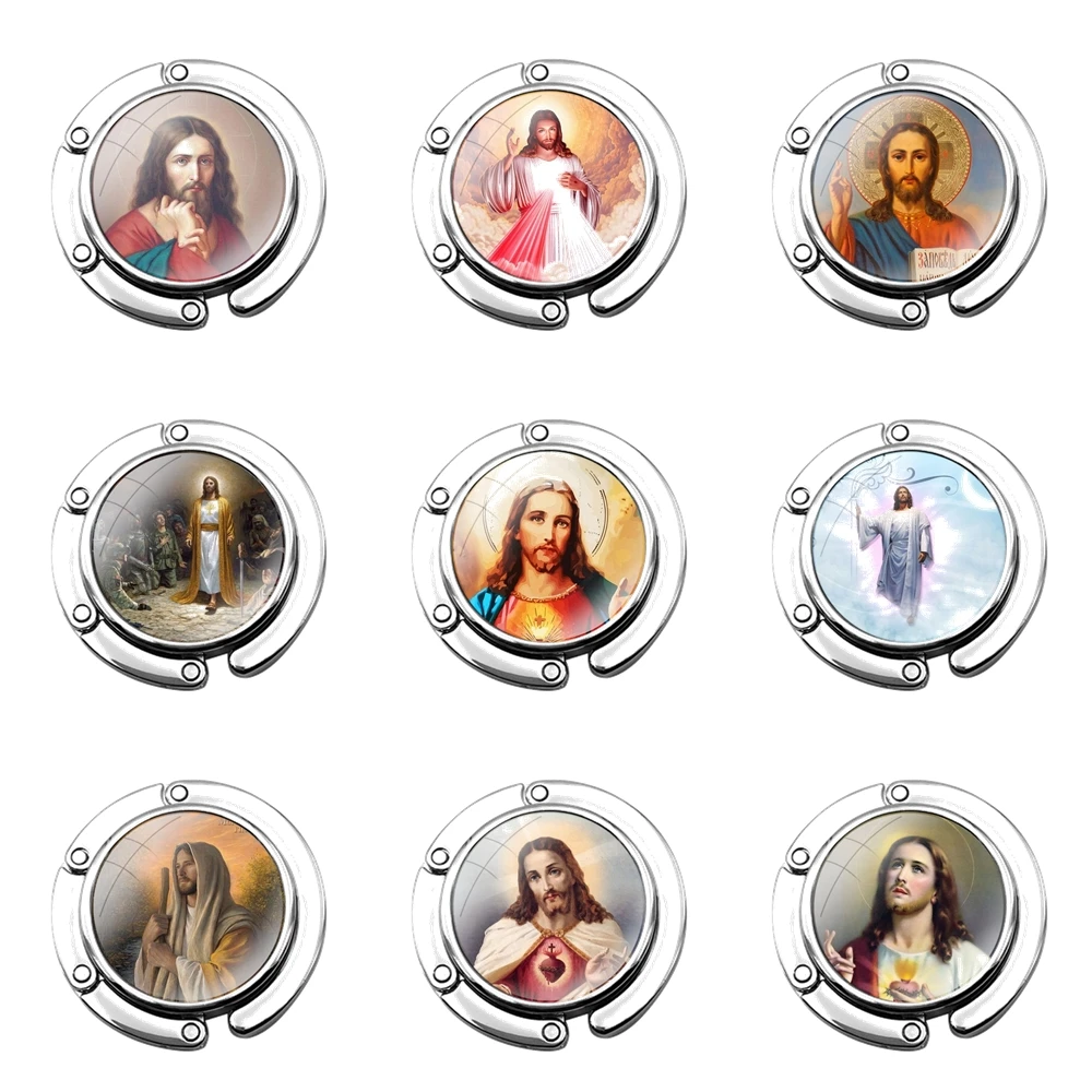 Jesus Christ God bless you Customer Foldable Purse Hook for Women's Table Handbag Storage Folding Decor Table Hook