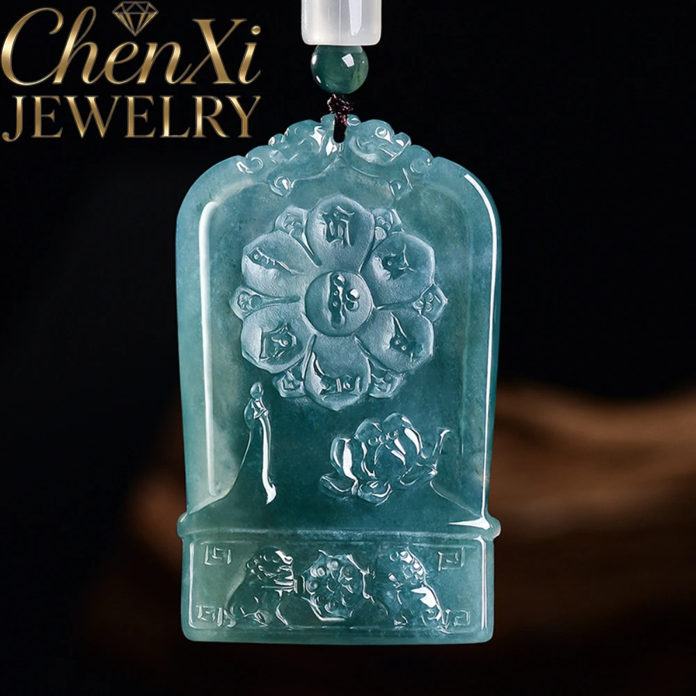 Natural Grade A Old Material Icy Blue Water Jadeite Akasagarbha Pendant Master High-Grade Jewelry Exquisite Collectible Gift