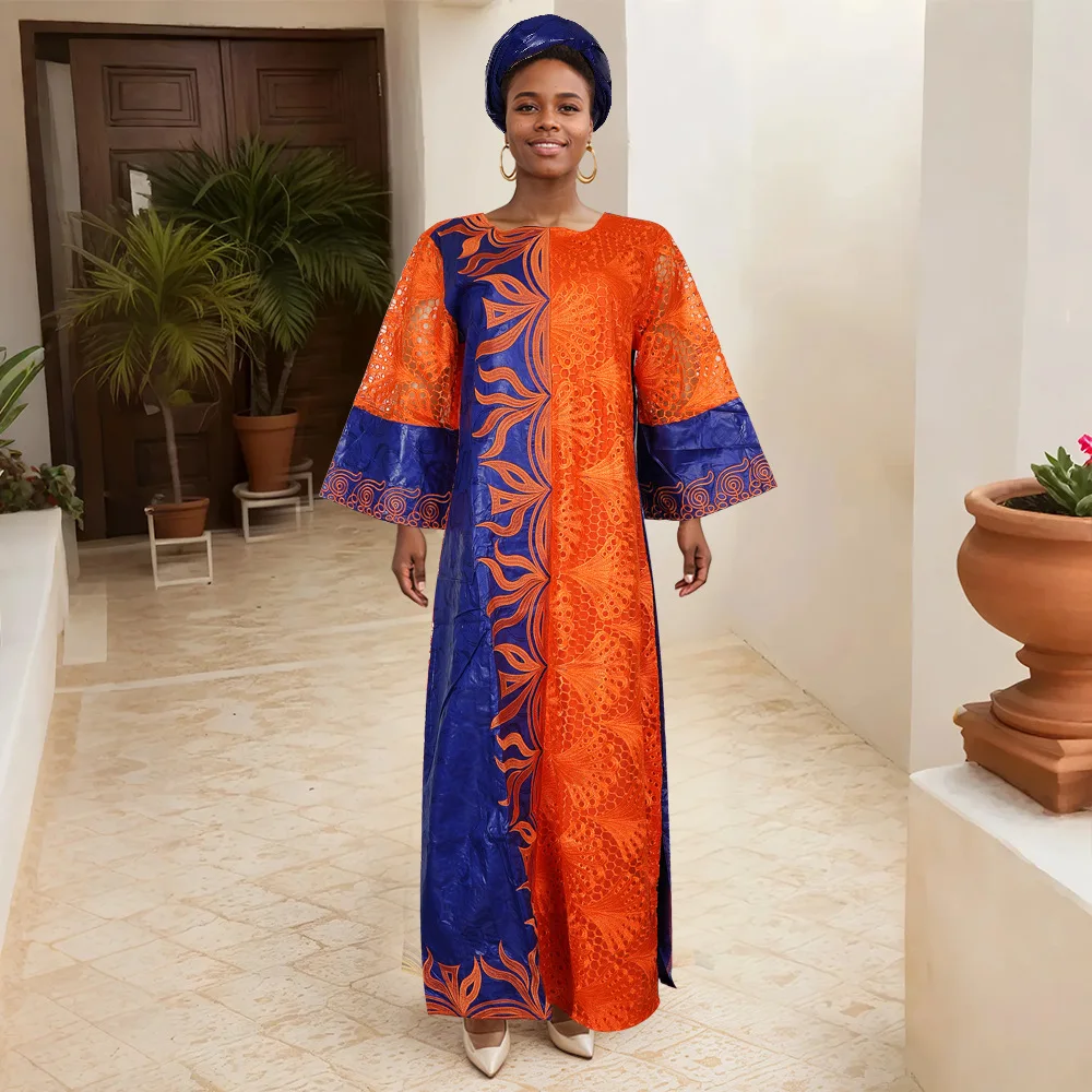 

Африканская одежда, африканские платья для женщин, большие размеры, традиционная вышивка, базен, длинное платье для свадебной вечеринки, кружевные халаты Анкары, 2025 г.