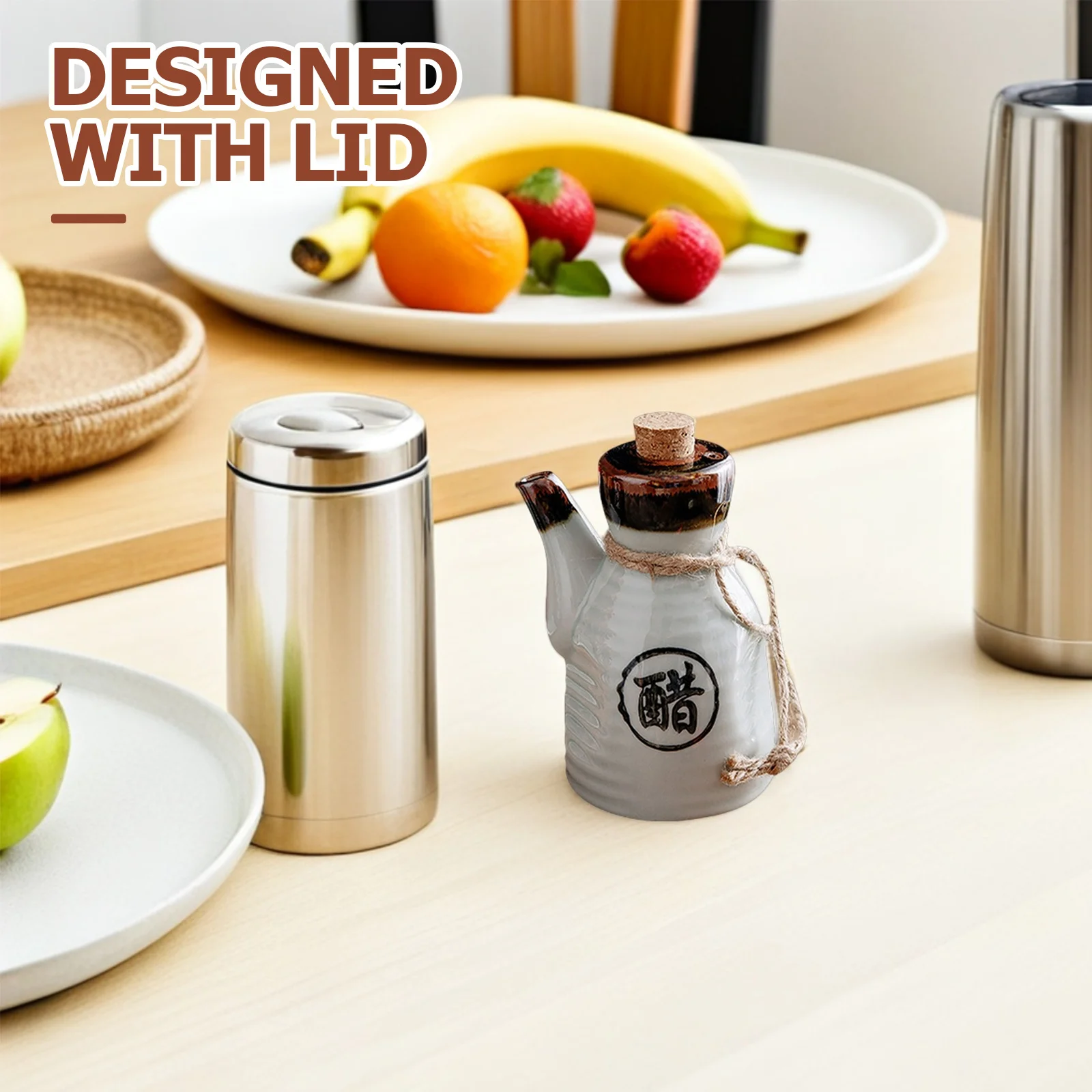 

Ceramic Condiment Bottle Japanese Style Oil Pot High Temperature Resistant Kitchen Seasoning Dispenser Home Sauce Bottle Kitchen