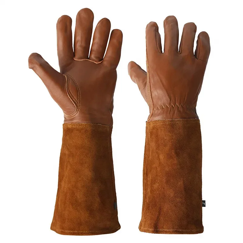 Cactus Rose Pruning Gloves Leather Thorn Proof Long Sleeve Gardening Gloves Gauntlet for Men and Women Garden Tools