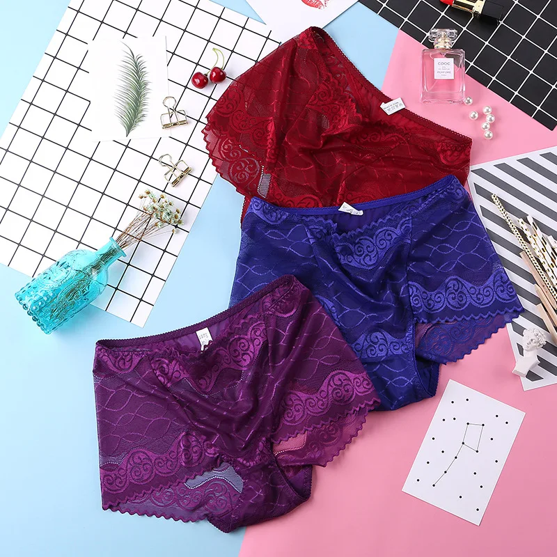 Women Sexy Mesh Lace High Waist Underwear Great Elasticity Transparent Panties for Plump Female Breathable Thin Stripe Breifs image 6