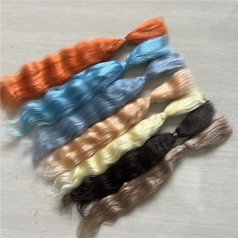 Mais recente boneca reborn mohair peruca premium laranja azul luz marrom mohair macio reborn bebê boneca acessórios