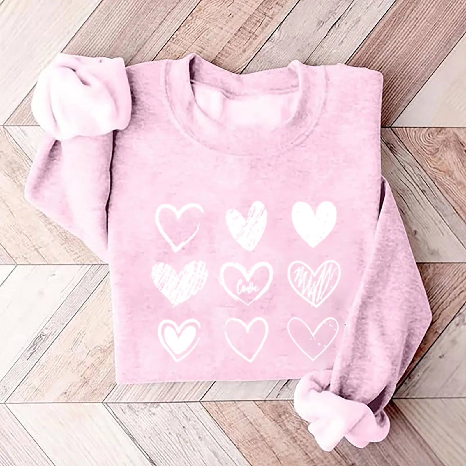 

Womens Basics Set Valentine's Day Sweatshirts For Women Love Heart Graphic Pullover Winter Cowl Neck Sweatshirts for Women