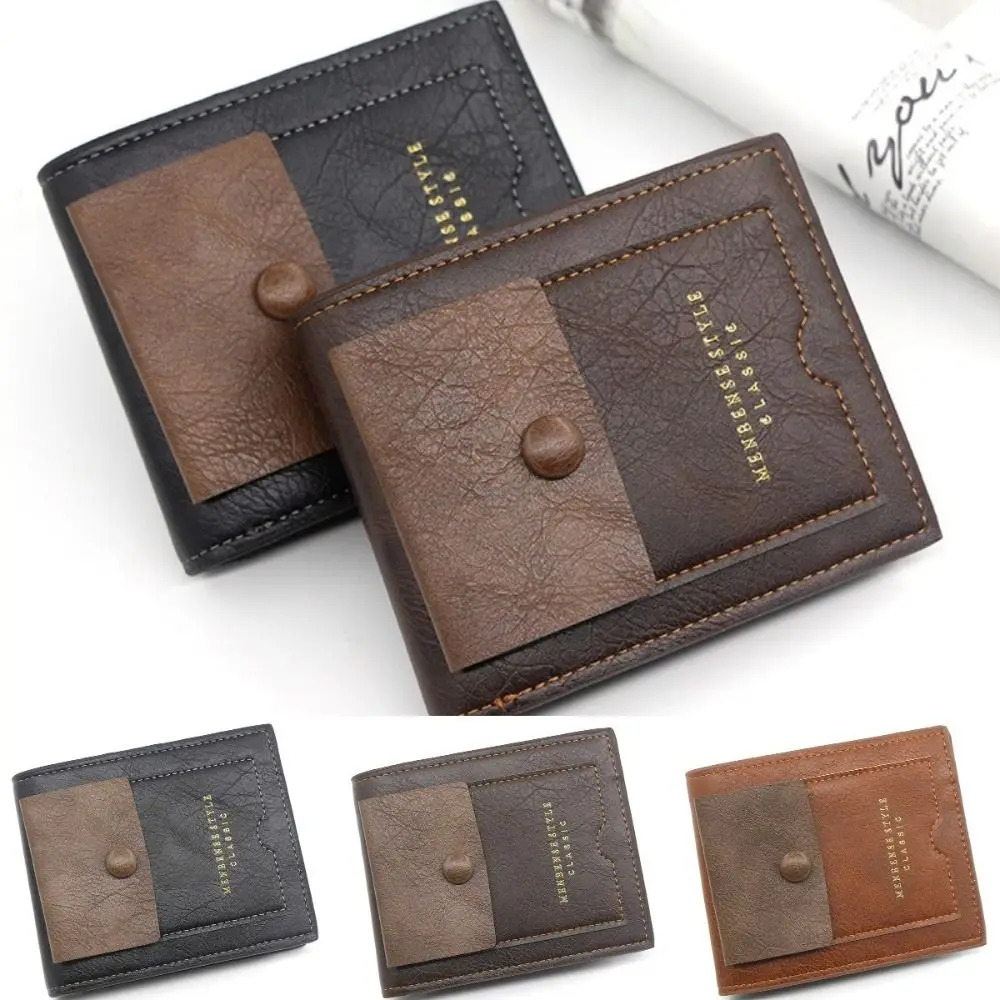 Fashion Vintage Men's Short Wallet Multi-position Large Capacity PU Card Bag Multi-function Casual Leather Coin Pocket Outdoor