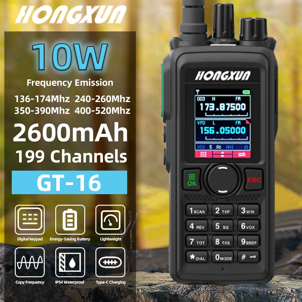 

HX GT-16 Handheld Portable Walkie-Talkie Fast Charging Noise Cancelling Anti-Interference Anti-Noise Features for Radio VHF&UHF