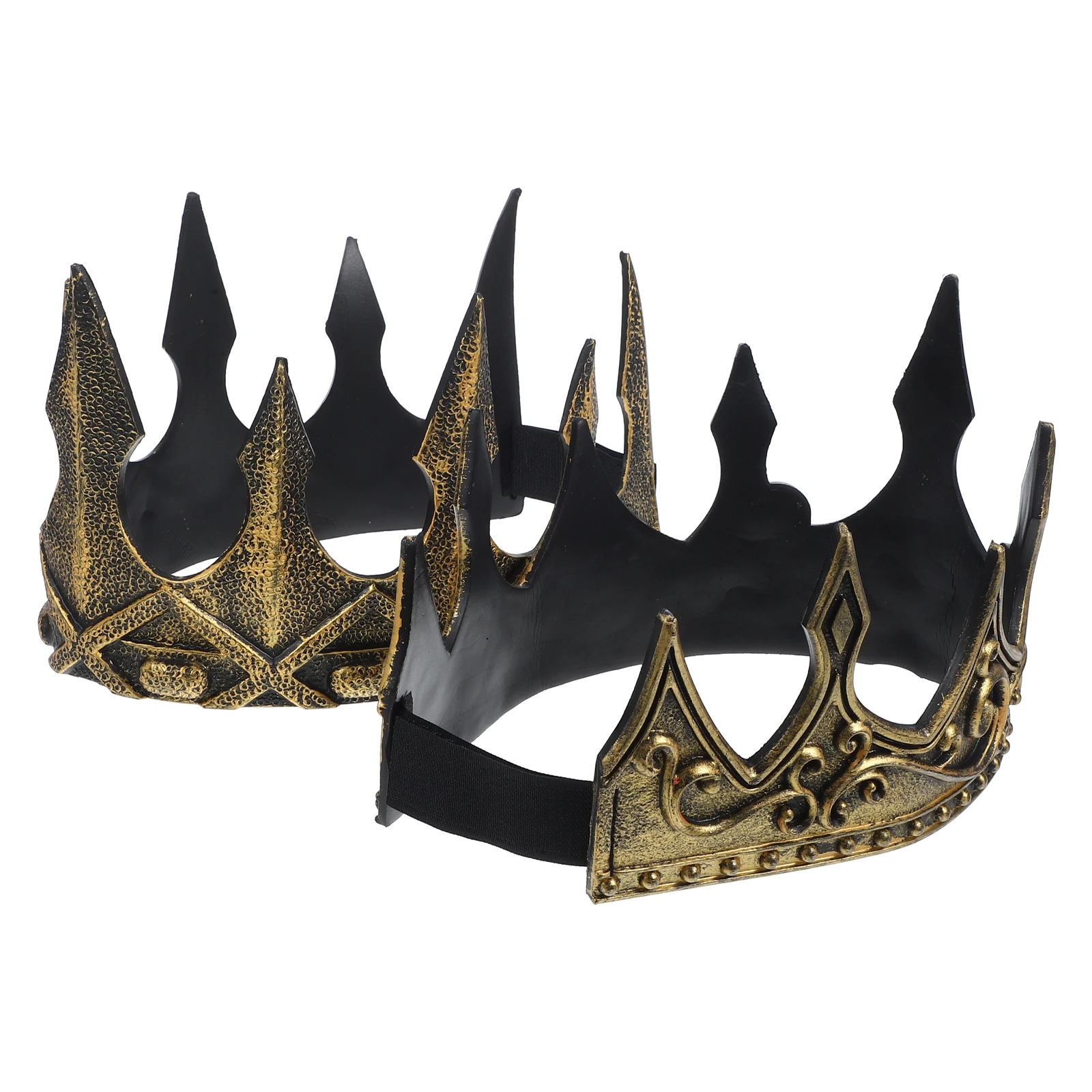 

2pcs Medieval King Crown For Men Boys Costume Party Wedding Halloween Cosplay Stage Performance Prop Large Size Stable