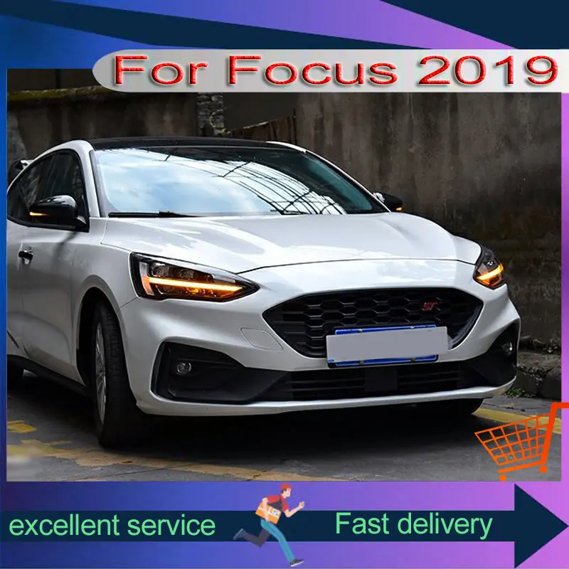 Car Styling For Ford Focus 2019 Headlight Refit Automobile Assembly Light Guide DRL Turn Signal High And Low Beams Lens Lamps