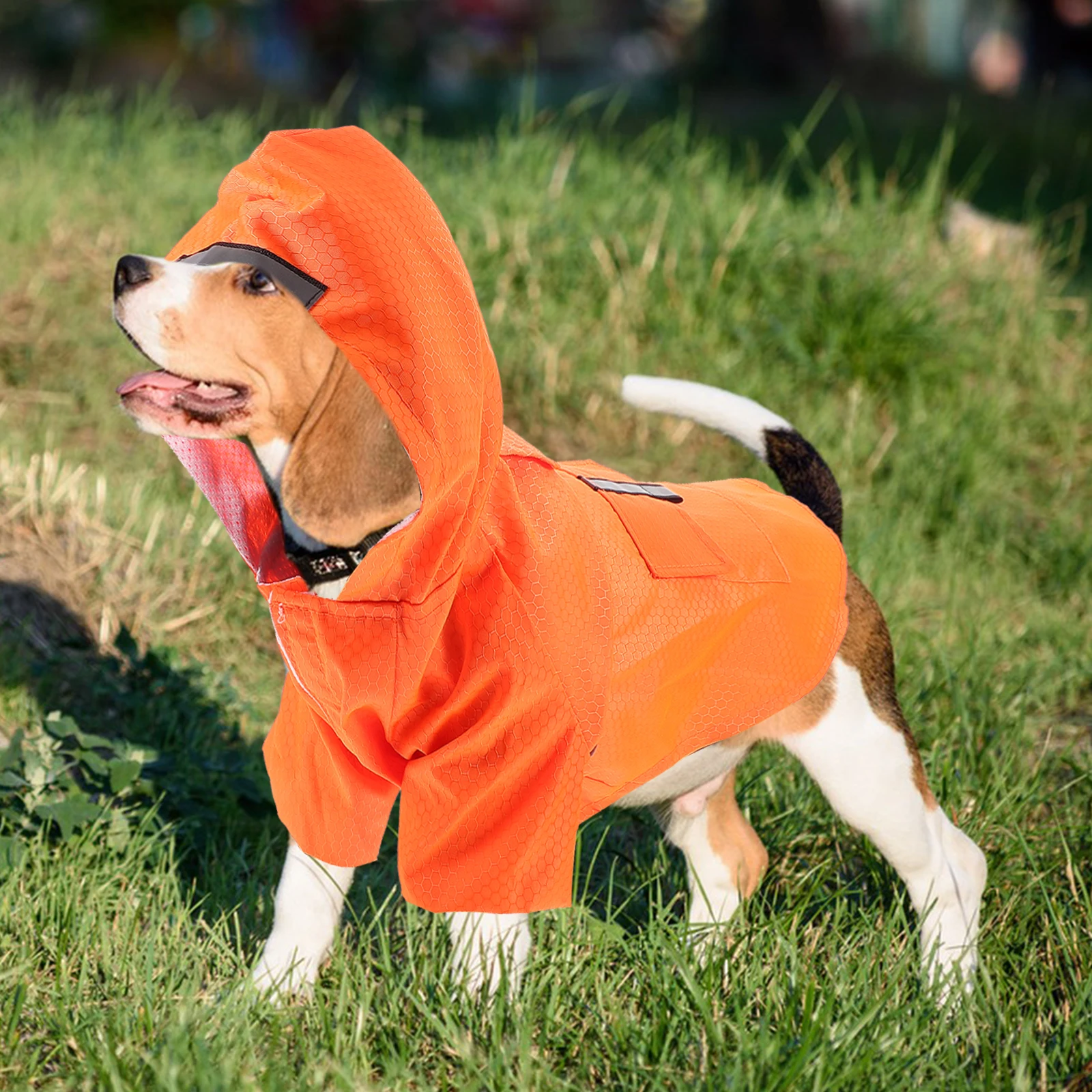 

Reflective Pet Dog Raincoat Waterproof Premium Material Easy to Put on Off Safe Night Orange Dog Raincoat