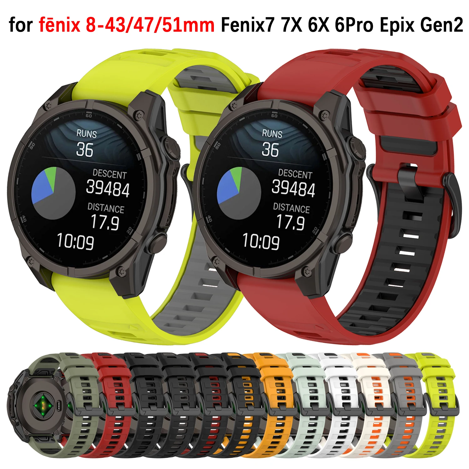 20 22 26 mm Silikonowy pasek szybkiego montażu do Garmin Fenix 7X 8 7 Pro Fenix 6X 6 5X 5Plus Tactix 7 Forerunner 965 955 Enduro 3 2 Band