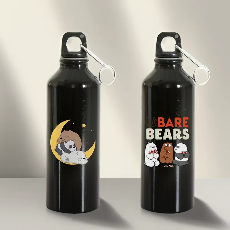 

Kawaii BARE BEARS Water Bottles Portable Aluminum Bicycle Cycling Water Cup Outdoor Sports Portable Road Cycling Kettle 500ML