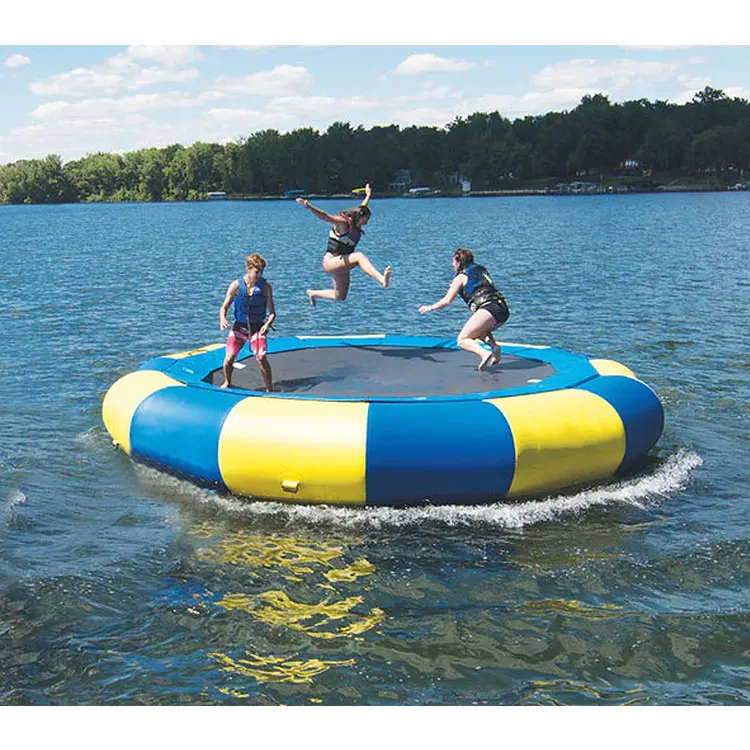 New style Popular PVC Wholesale rental cheap water park floating inflatable water bouncing trampoline game for relaxing on sale