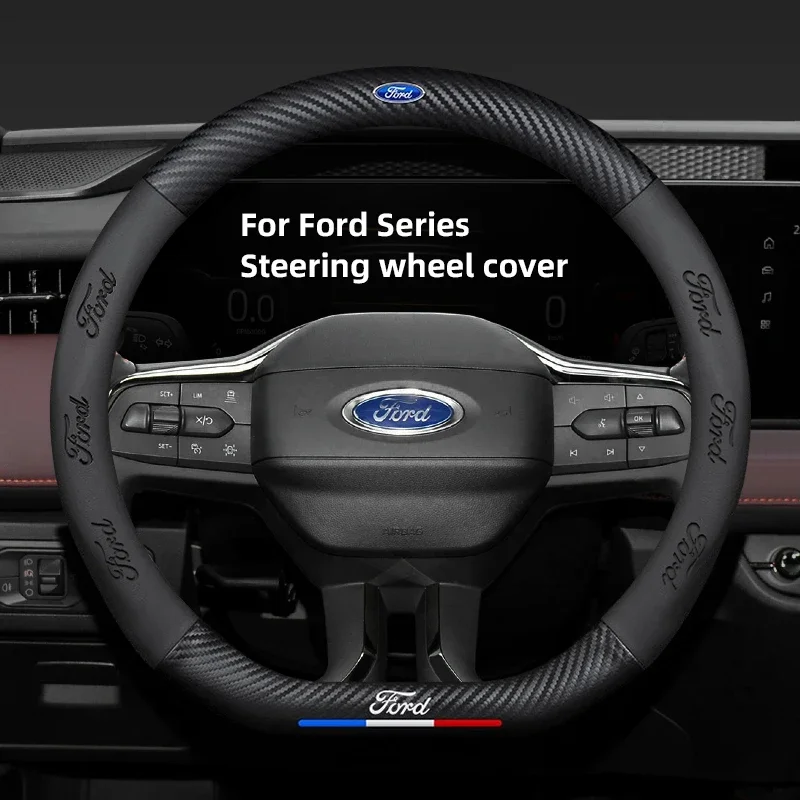 

Leather Car Steering Wheel Cover Protection Case Anti Slip Breathable Protector For Ford Focus Fiesta C-Max Mondeo Explorer MK2