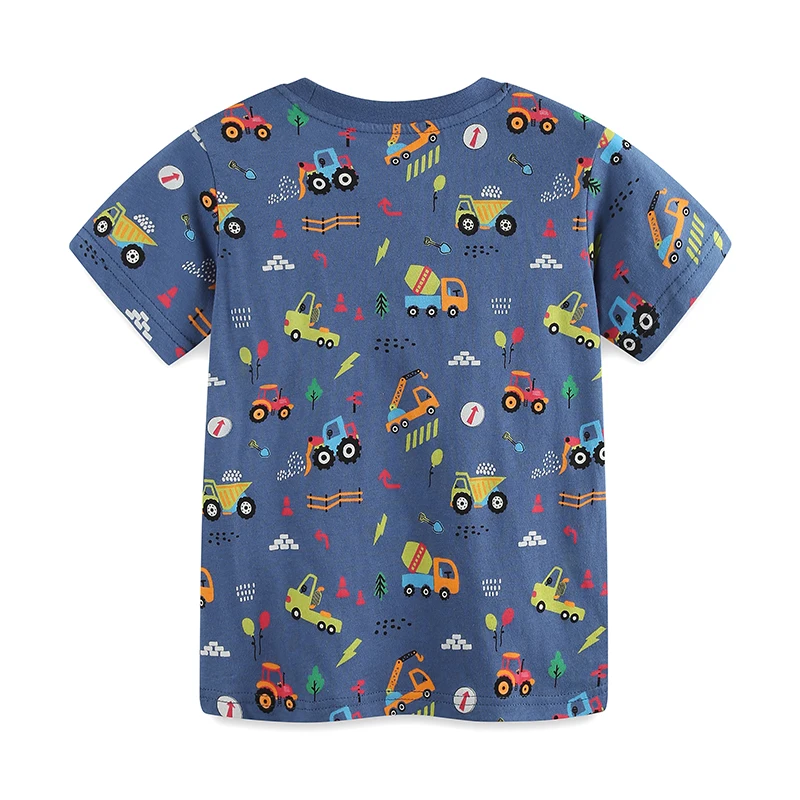Little maven Kids Clothes 2026 New Summer Cartoon Excavators T Shirts Teenagers Baby Boys Tops Tees Children's Clothing T-shirts