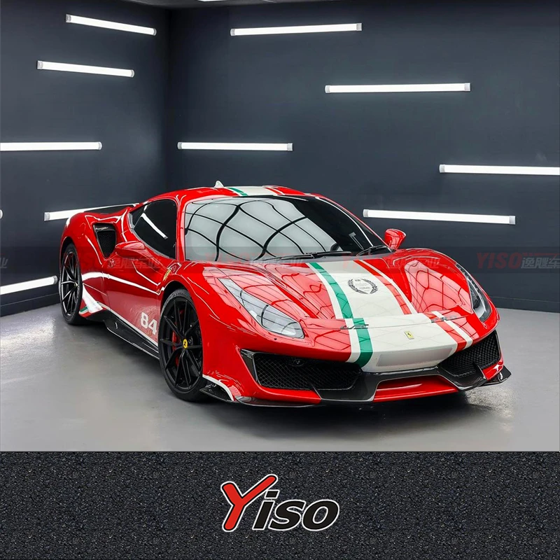 Be suitable for Pista Style Dry Carbon Kit Front and Rear Bumper Side Skirt Extensions Rear Spoiler for 15-18 Ferrari 488 GTB Sp