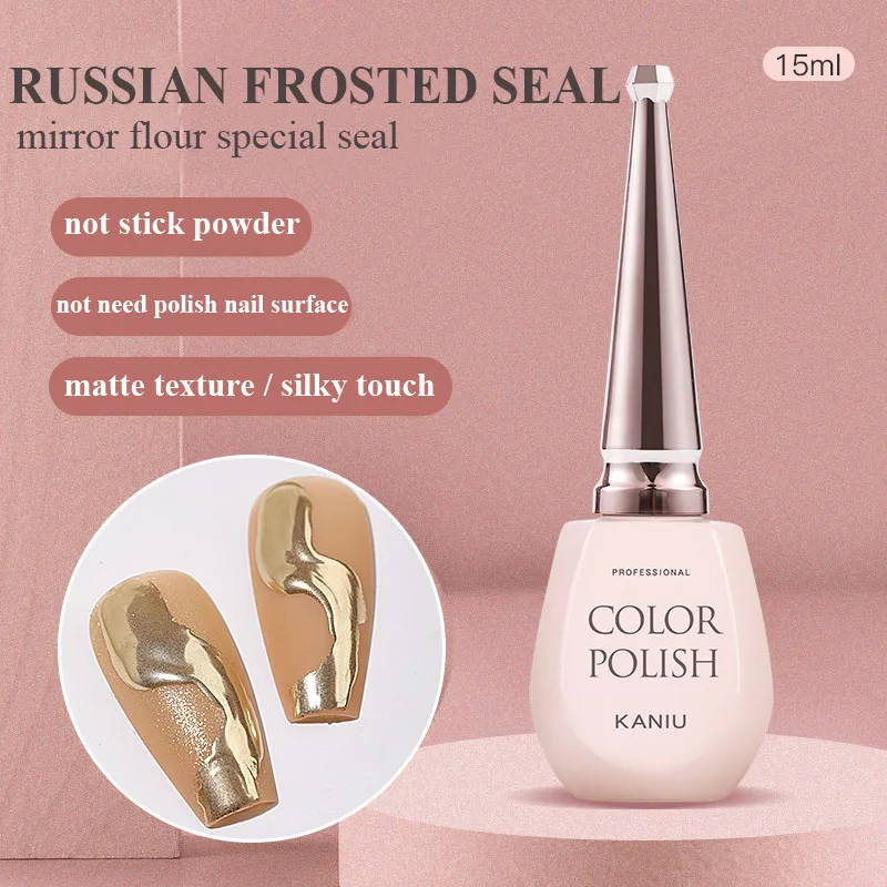 Kaniu 15Ml Russische Stijl Matte Geen Veeg Top Coat Gel Nagels Magische Spiegel Poeder Speciale Frosted Seal Gel Uv nagellak Manicure