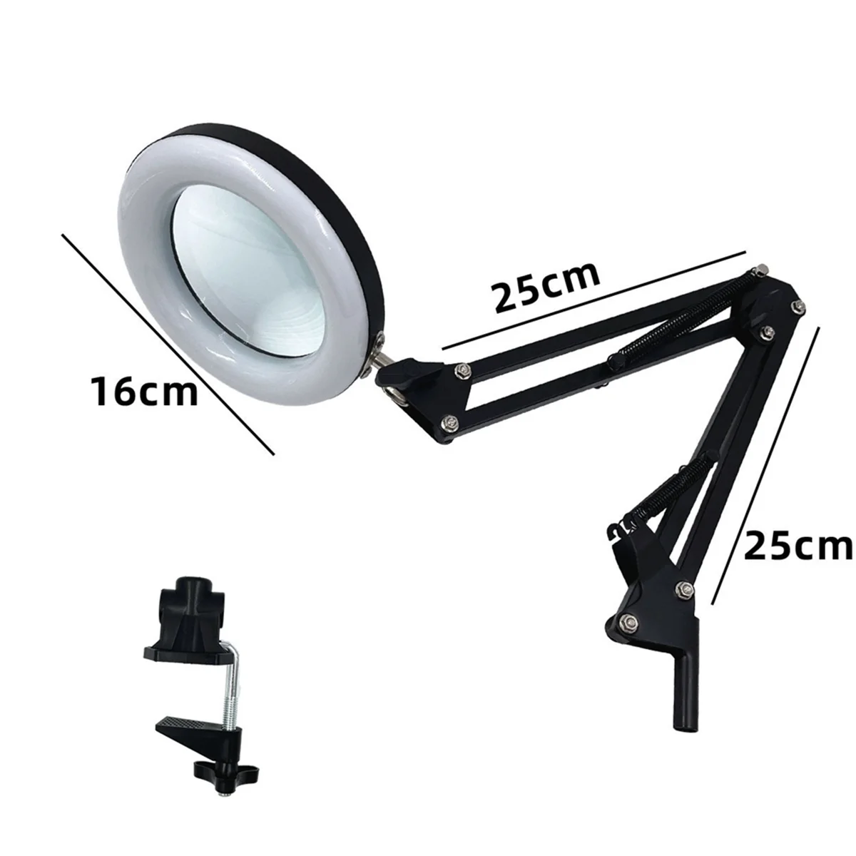 Foldable Desktop Magnifying Glass with LED Lights USB Magnifier with Base for Reading Repair Welding Desk Lamp Clamp