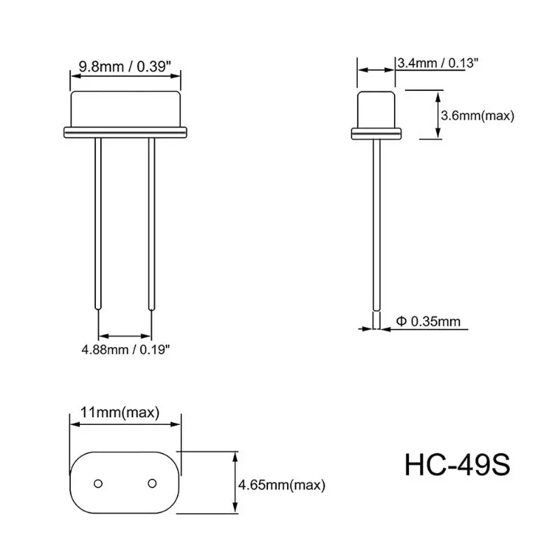 20pcs Quartz Crystal Oscillator In-line 2-pin HC-49S Passive Crystal  4MHz 12MHz 4M 8M 10M 16M24M25M 26M 32M 40M 48M100Mhz